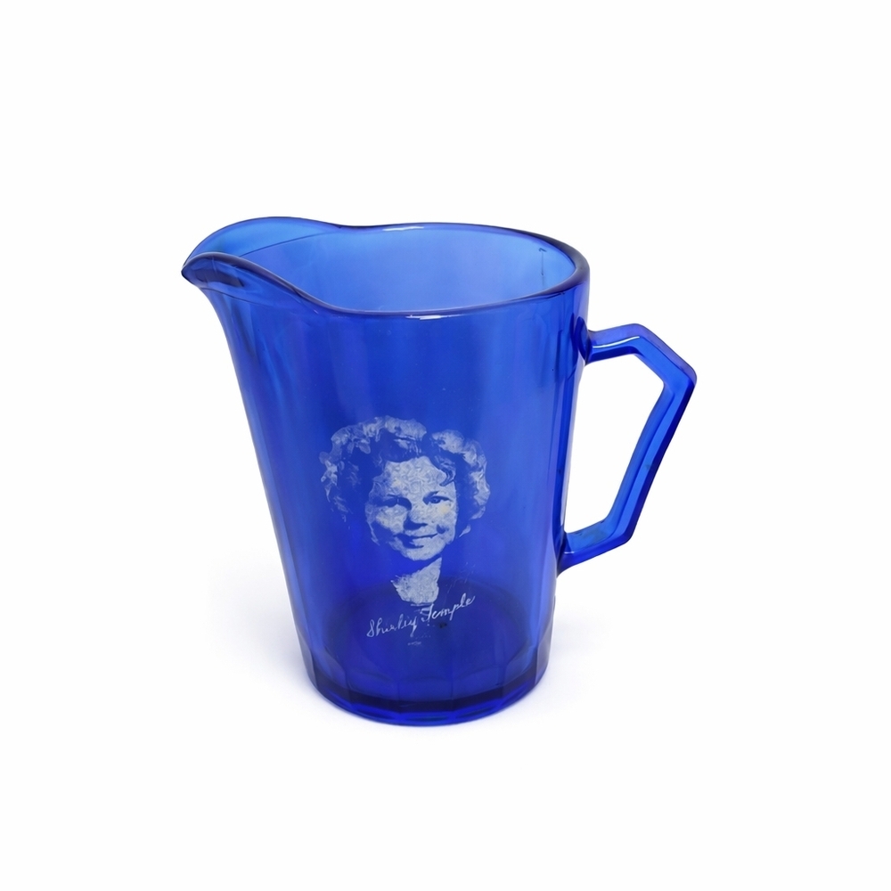 Vintage Shirley Temple Cobalt Blue Pitcher Child Star Collectible Cup Retro Kitc - Picture 2 of 6